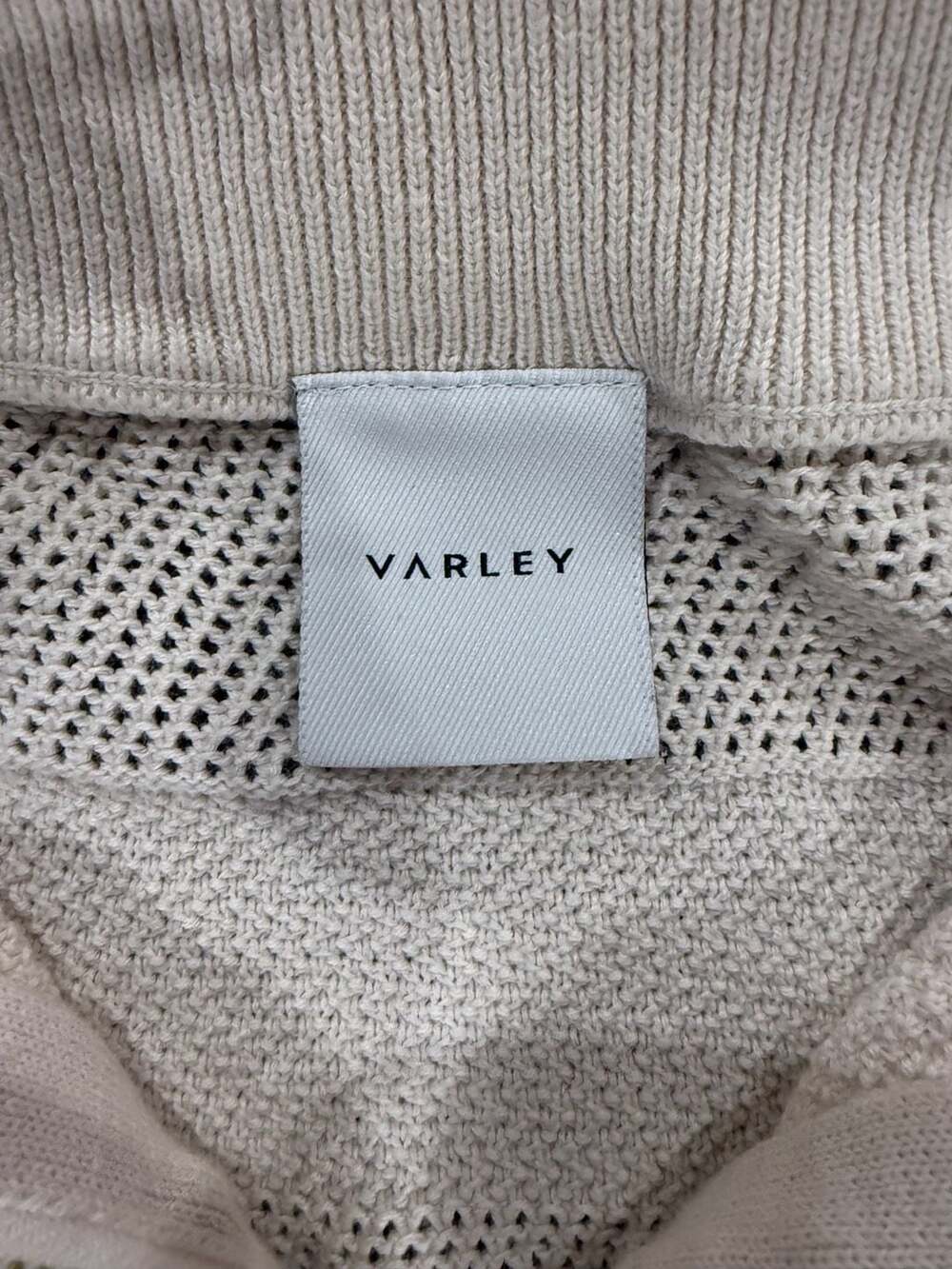 Varley Kembria Half Zip Cotton Knit Sweater Oatmeal Large Quiet Luxury - Picture 4 of 9